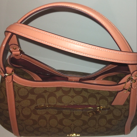 BRAND NEW~Spacious COACH Signature Canvas "KRISTY" 3 Section Shoulder/Satchel - Picture 7 of 16